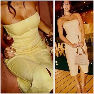 Reformation Yellow Linen Dress